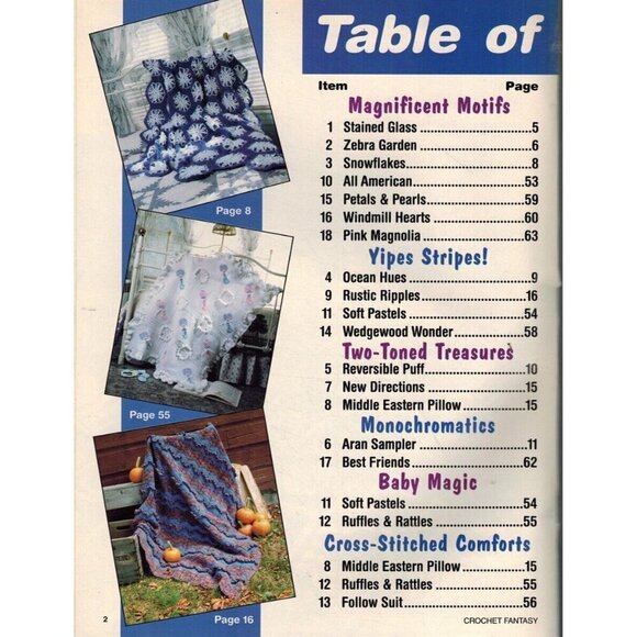 CROCHET FANTASY AFGHANS NO. 105, MARCH 1996 Single_Issue_Magazine - Picture 2 of 3